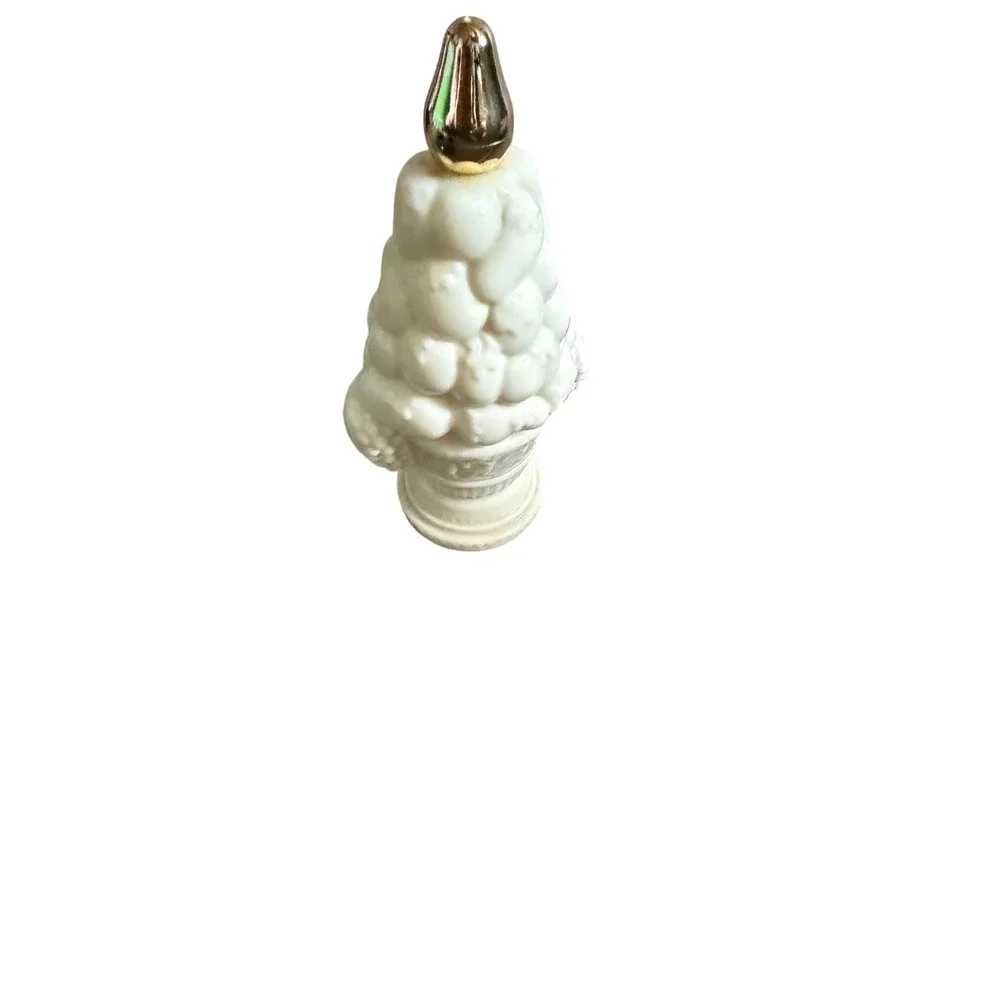 Vintage Avon Field Flowers Compote Cologne Milk Glass Bottle Gold Pear Topper